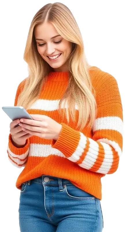 Customer orange sweater